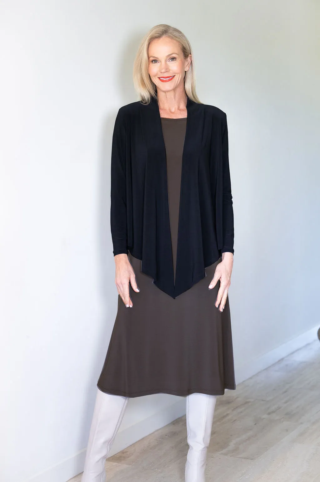 5064 Short Drape Cardi - Black