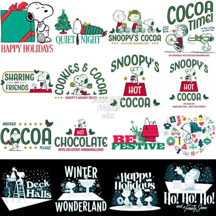 99 Dog Cartoon Christmas Designs Bundle PNG