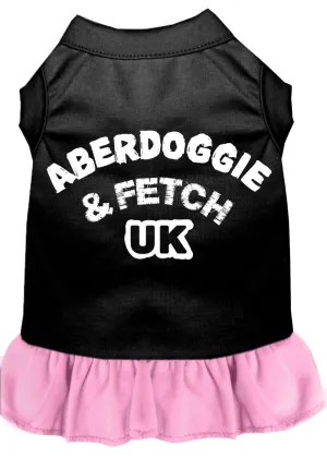 Aberdoggie Uk Screen Print Dog Dress Black With Light Pink Med