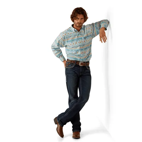 Ariat Men's Gorman Turquoise Classic Fit Long Sleeve Shirt