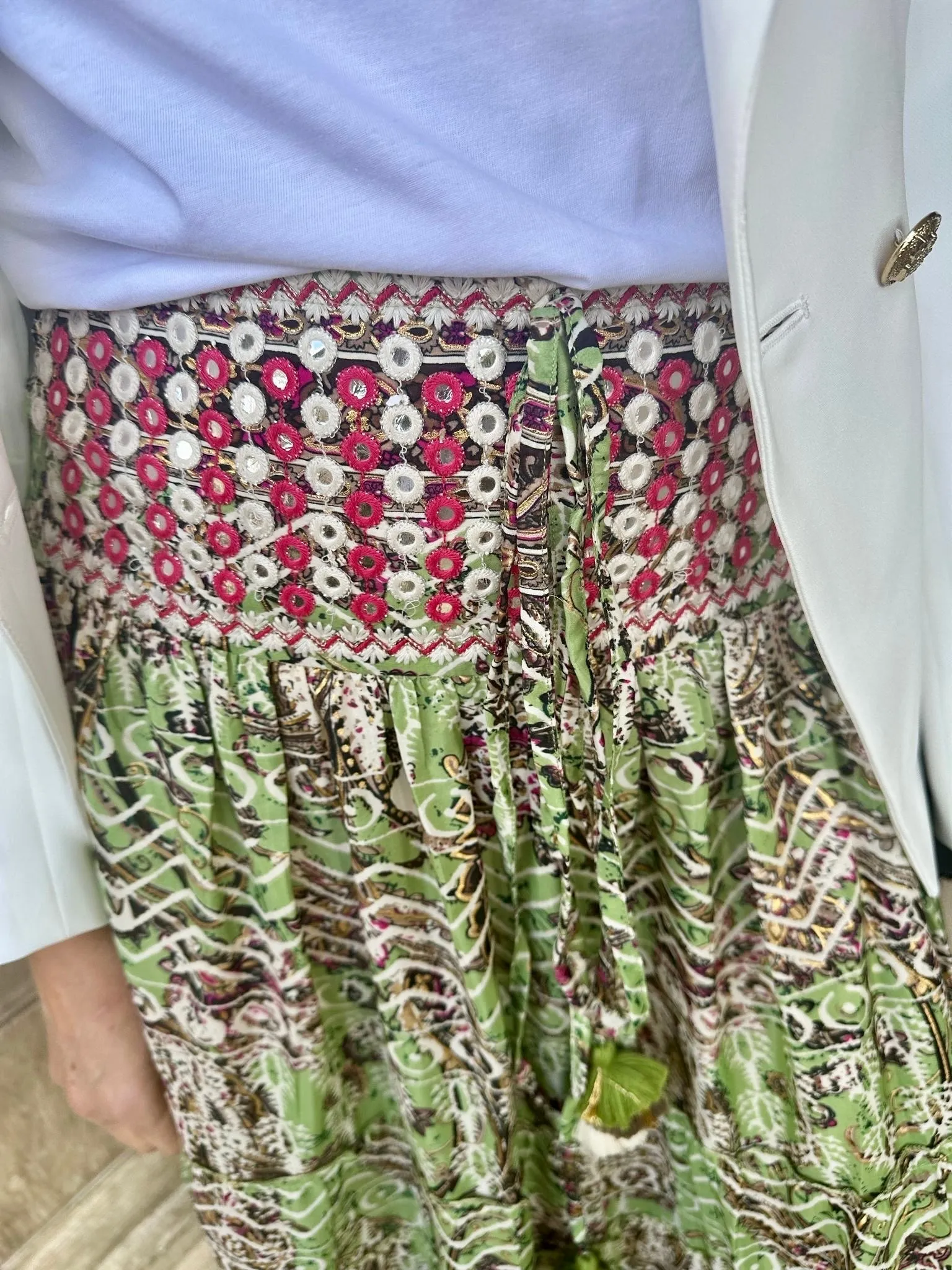 Believer Tiered Maxi Skirt Pea Green