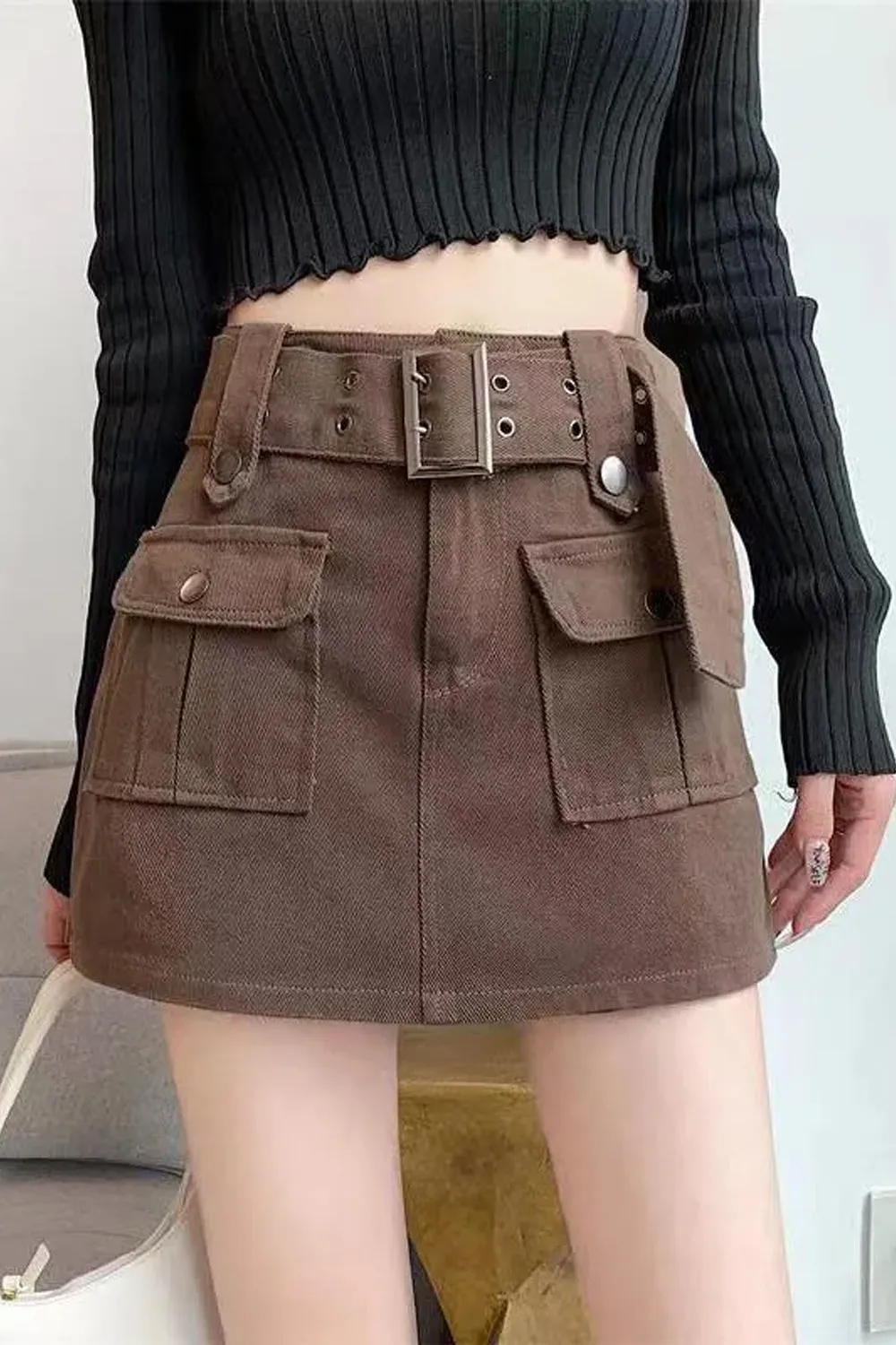 Big Pockets Denim Mini Skirts