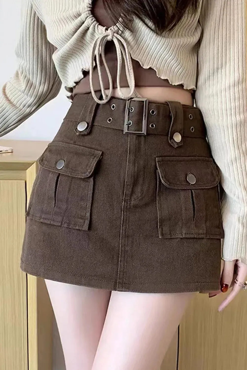 Big Pockets Denim Mini Skirts