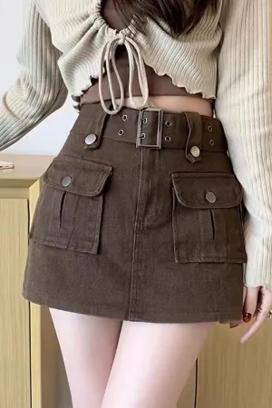 Big Pockets Denim Mini Skirts