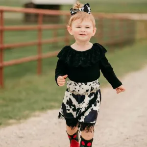 Black Lace Neck Long Sleeve Onesie Baby (0-18M)