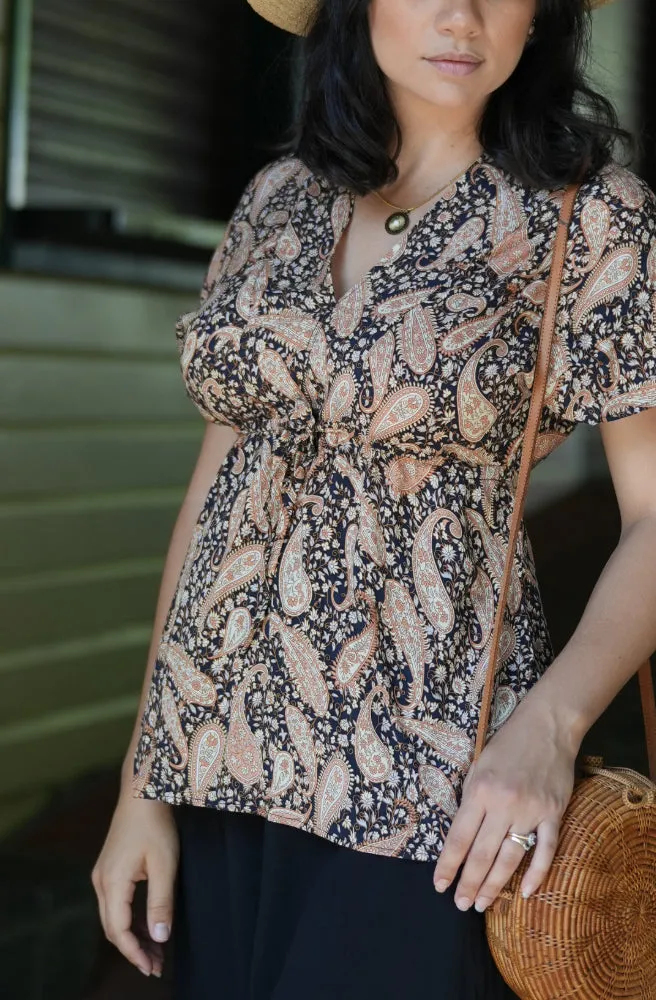 Black Paisley Fresh Top