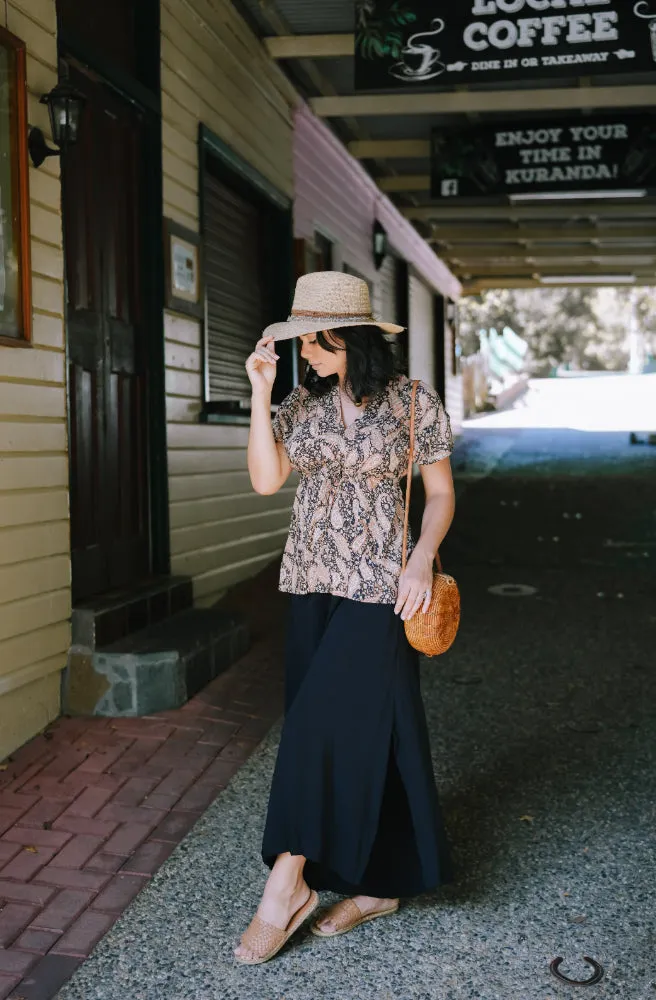 Black Paisley Fresh Top