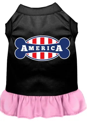 Bonely In America Screen Print Dress Black With Light Pink Med