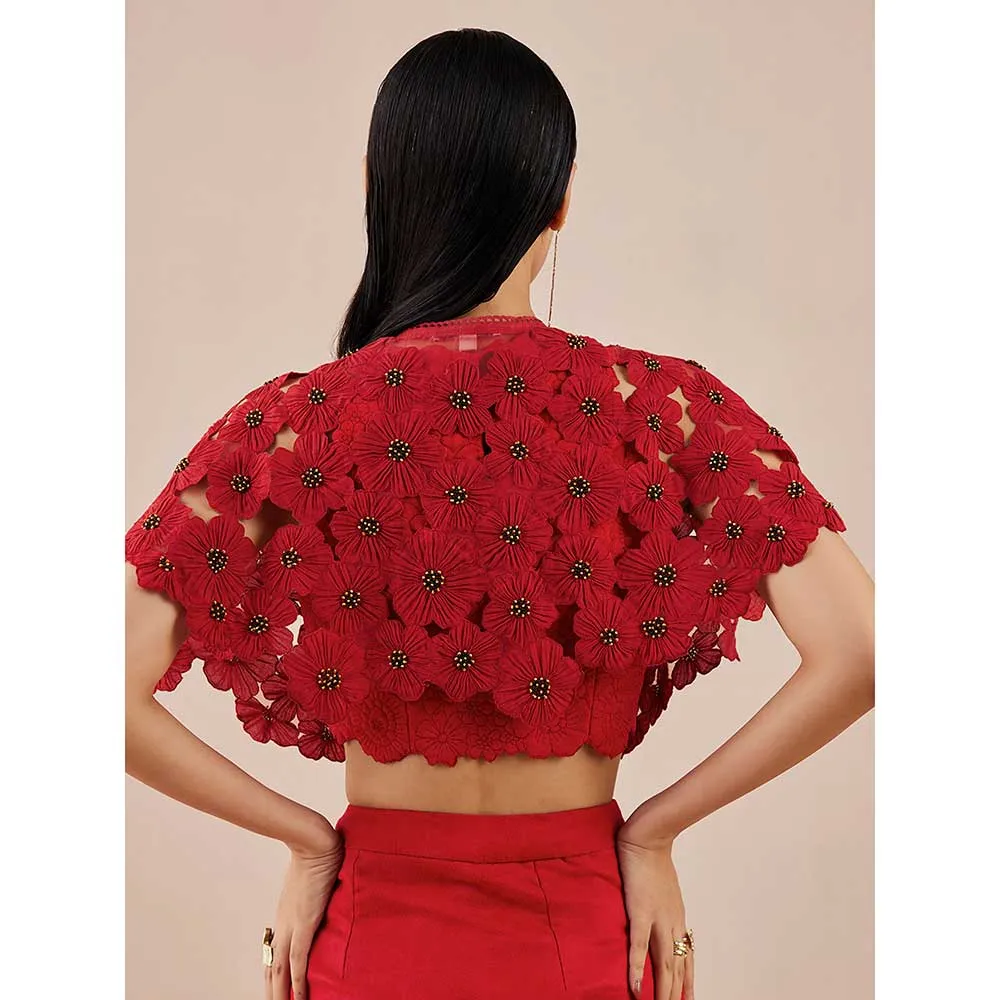 CHANDRIMA Red Quilted Skirt