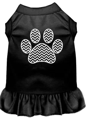 Chevron Paw Screen Print Dress Black Xxl
