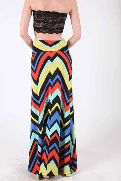 Chevron Print Maxi Skirt