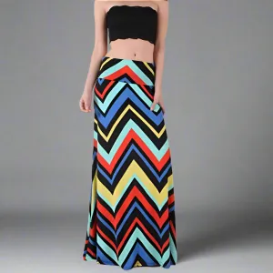 Chevron Print Maxi Skirt