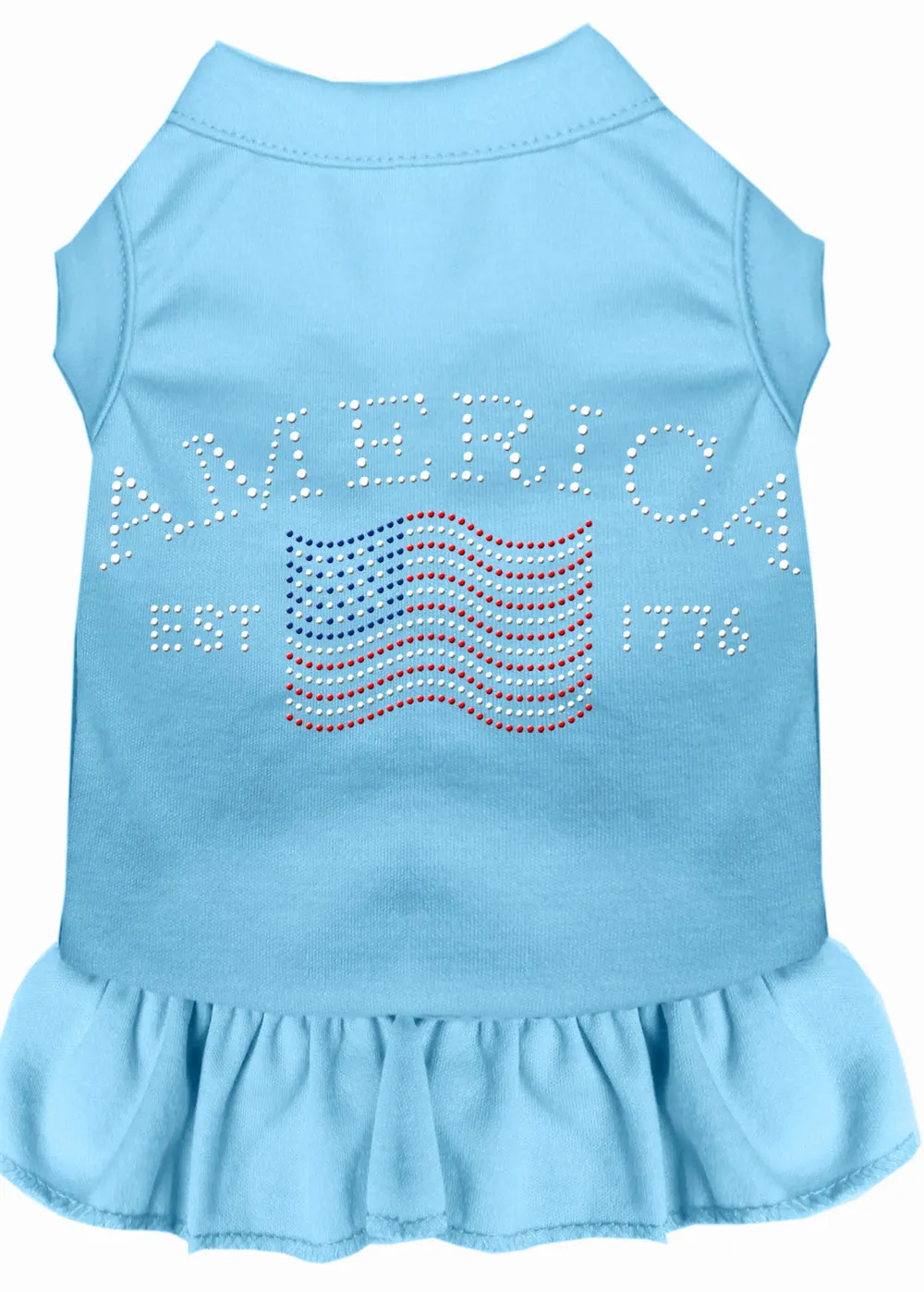 Classic America Rhinestone Dress Baby Blue Xxxl
