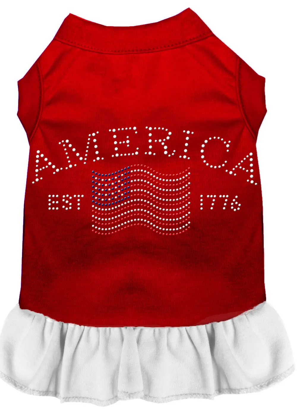 Classic America Rhinestone Dress Red With White Lg