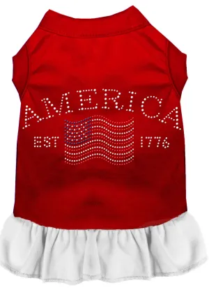 Classic America Rhinestone Dress Red With White Lg