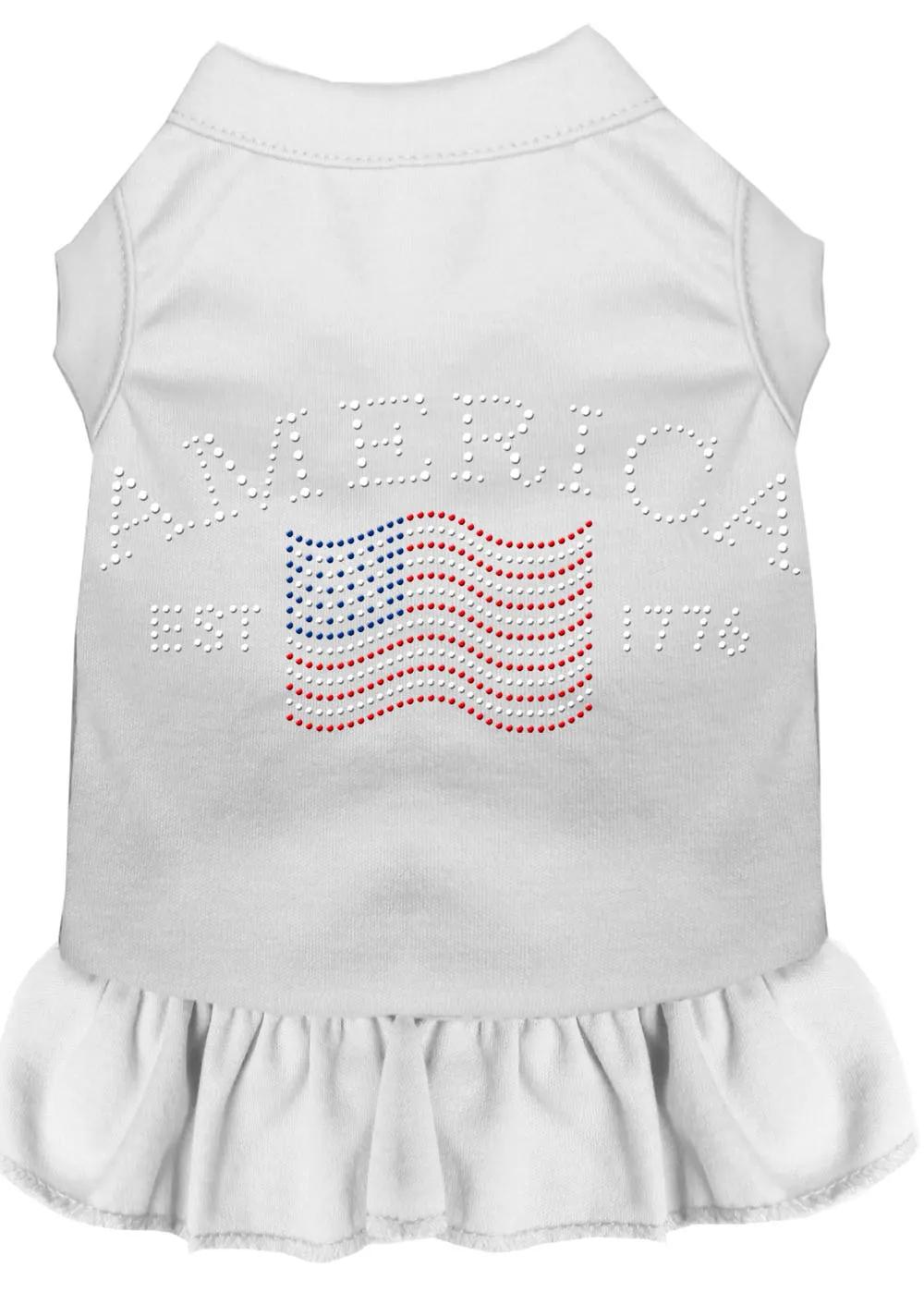 Classic America Rhinestone Dress White Sm