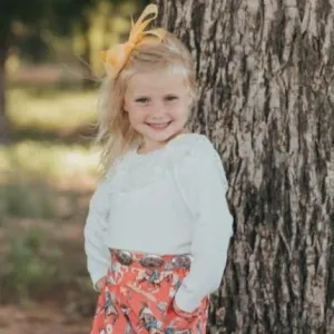 Cream Lace Neck Long Sleeve Shirt (2T-5T)