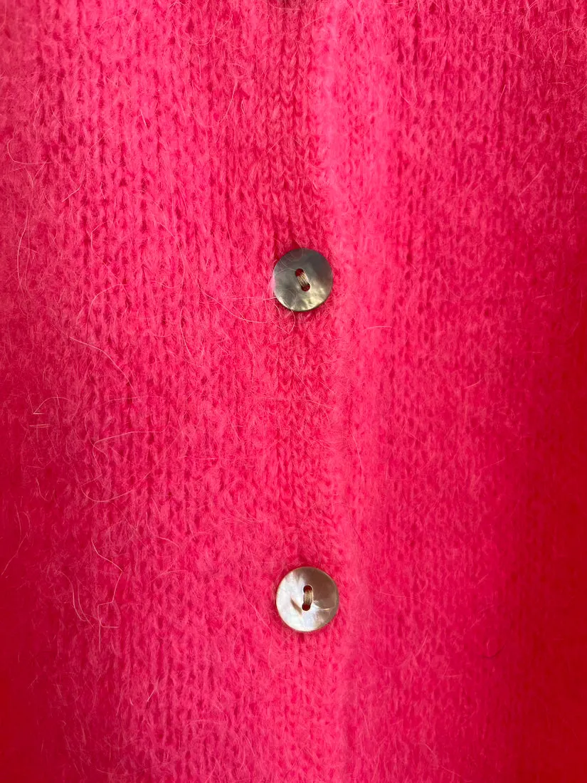 Cropped Sleeve Mohair Cardigan Barbie Pink