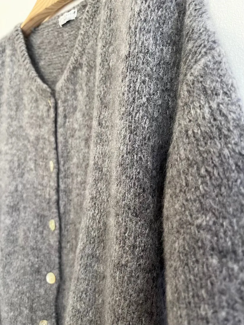 Cropped Sleeve Mohair Cardigan Grey