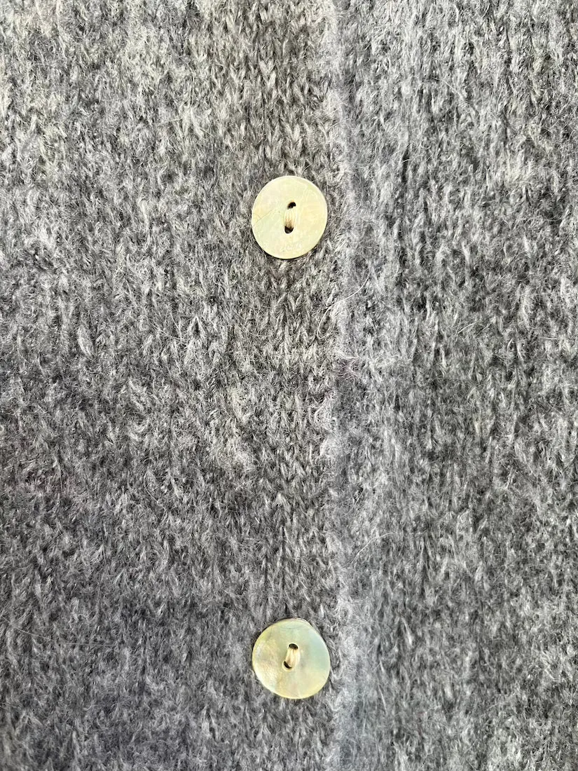 Cropped Sleeve Mohair Cardigan Grey
