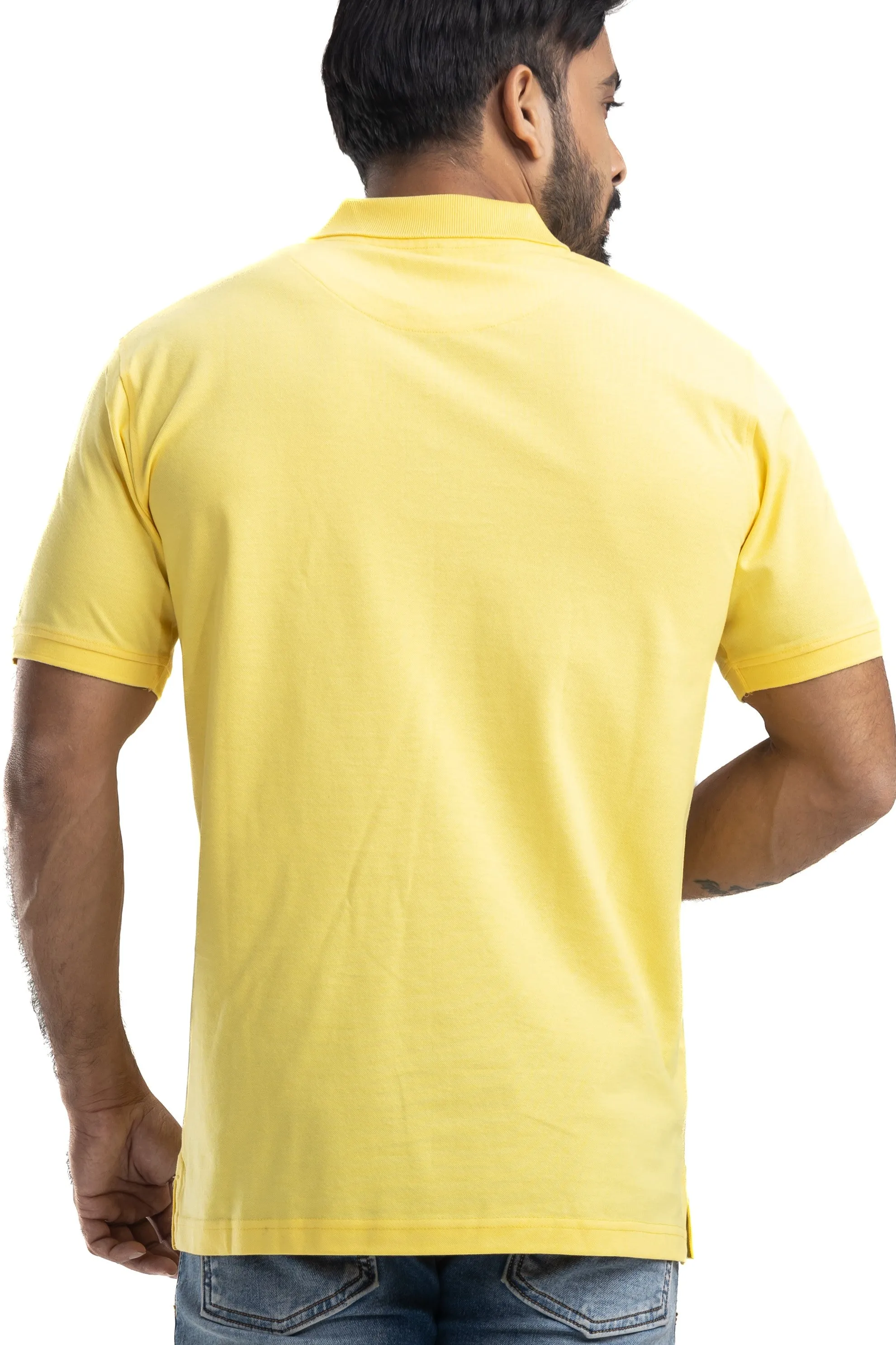 Distinct Solid Yellow Half Sleeves Polo T-Shirt