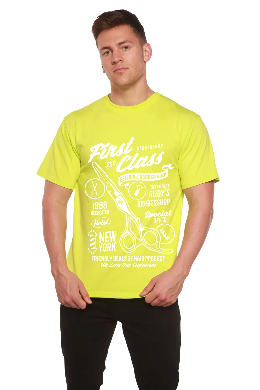 First Class Barber Men's Bamboo Viscose/Organic Cotton Short Sleeve Graphic T-Shirt
