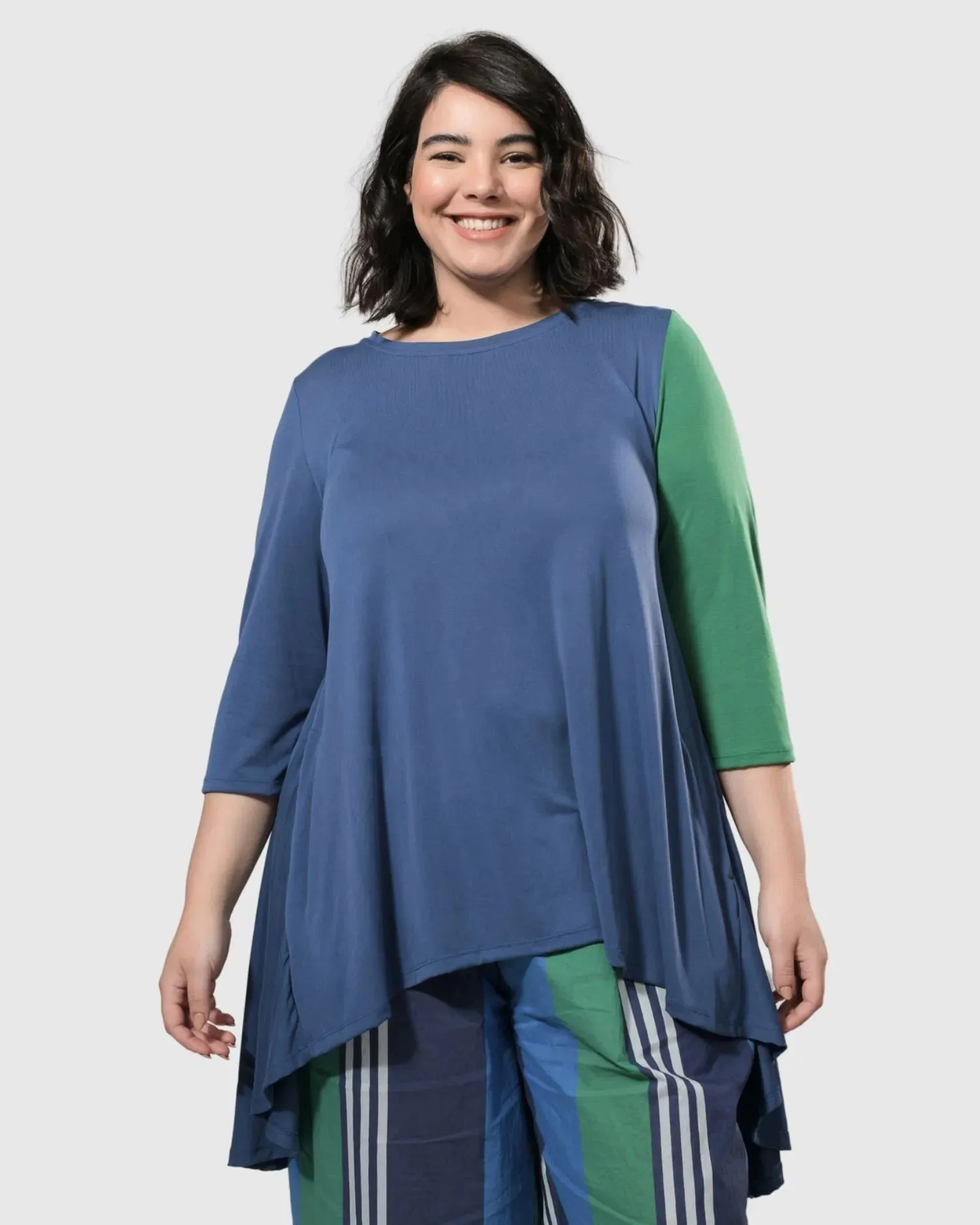 Fresh Colorblock Hi-Lo Tunic Top, Ocean