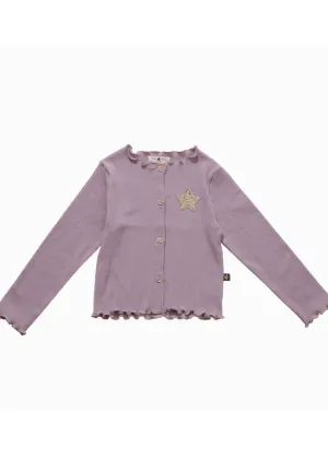 girls star rib cardigan