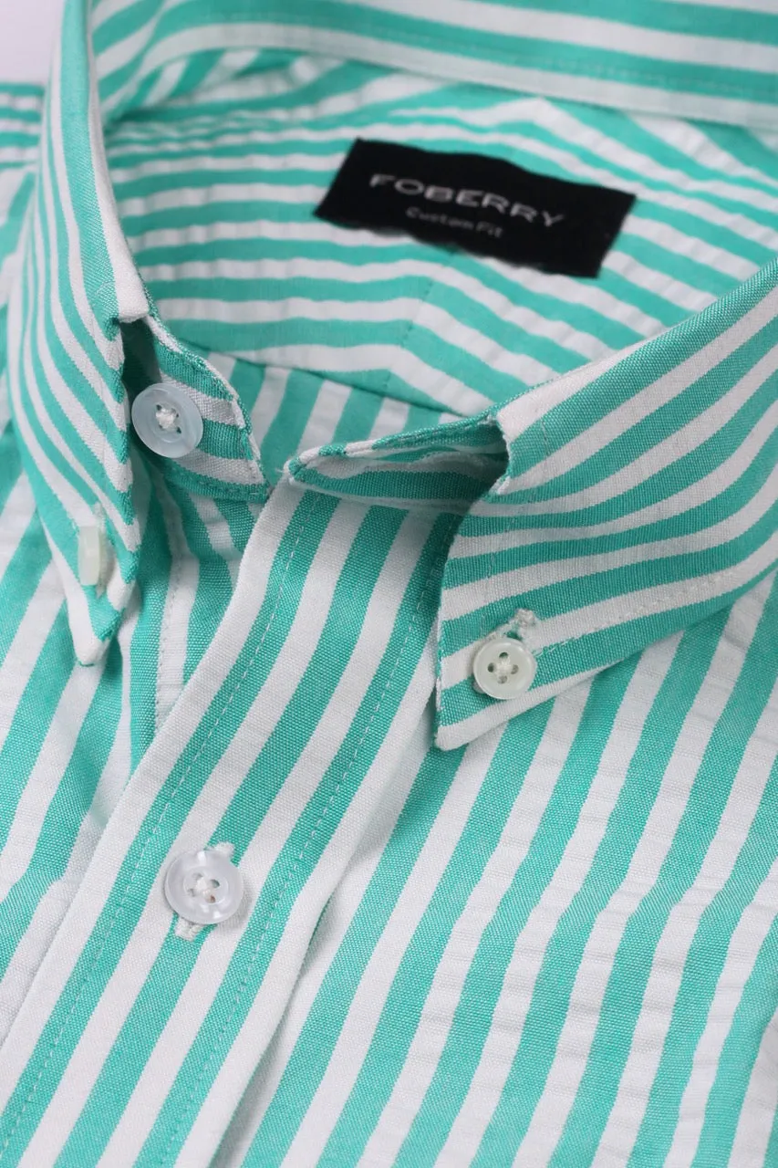 Green Seersucker Bangle Striped Shirt