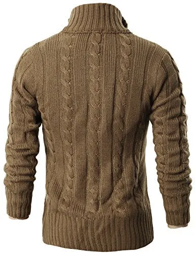H2H Men's Button Point Stand Collar Knitted Slim Fit Cardigan Sweater BEIGE US 3XL/Asia 4XL (KMOCAL020)