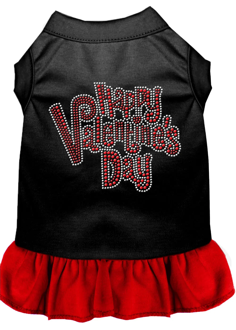 Happy Valentines Day Rhinestone Dress Black With Red Xxl