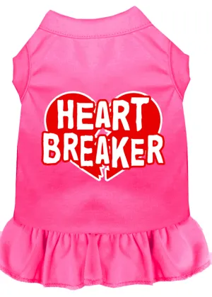 Heart Breaker Screen Print Dress Bright Pink Xl