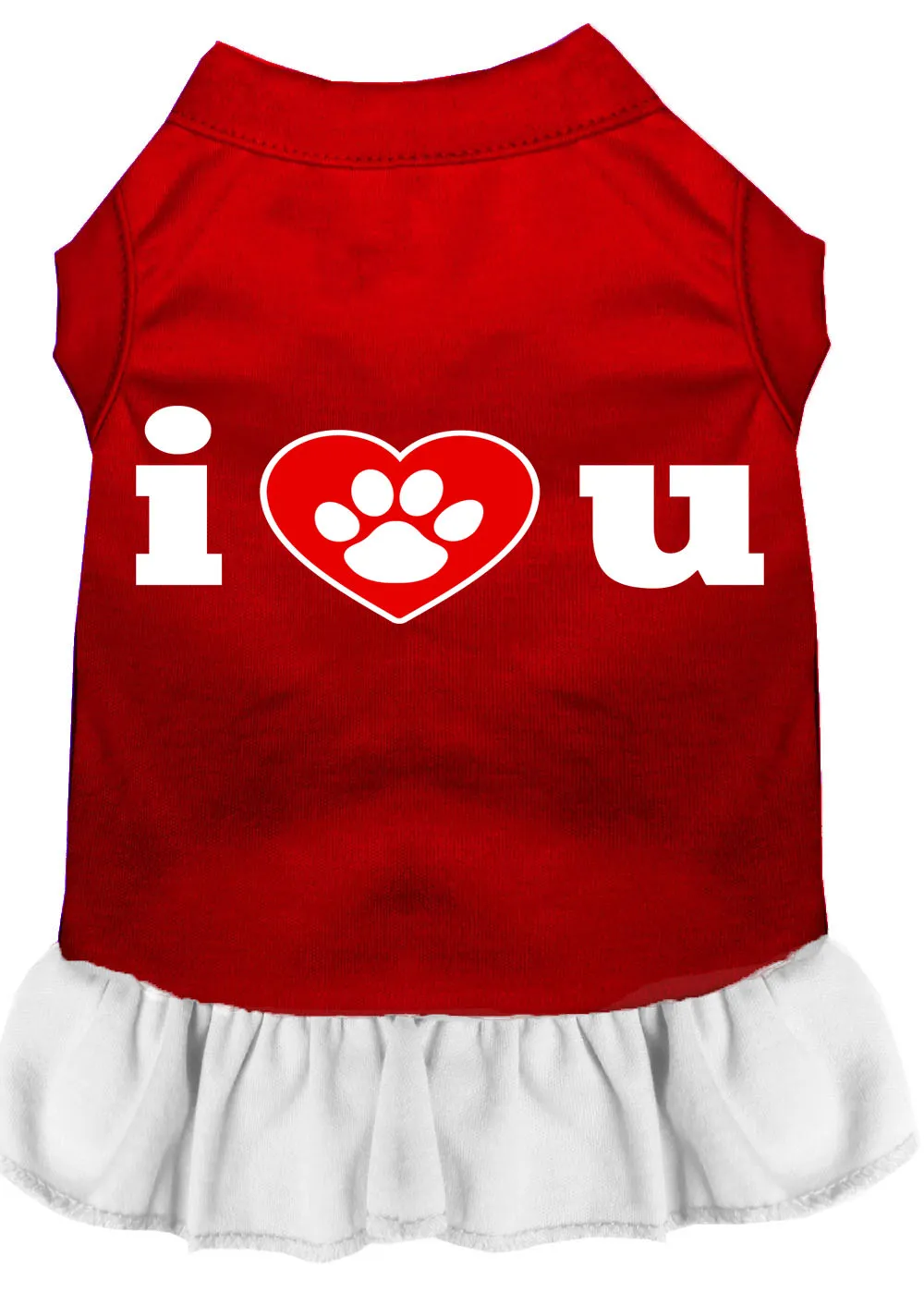 I Heart You Screen Print Dress Red With White Xxl