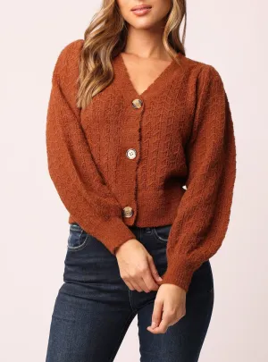 JAYDEN CARDIGAN GINGERBREAD POINTELLE