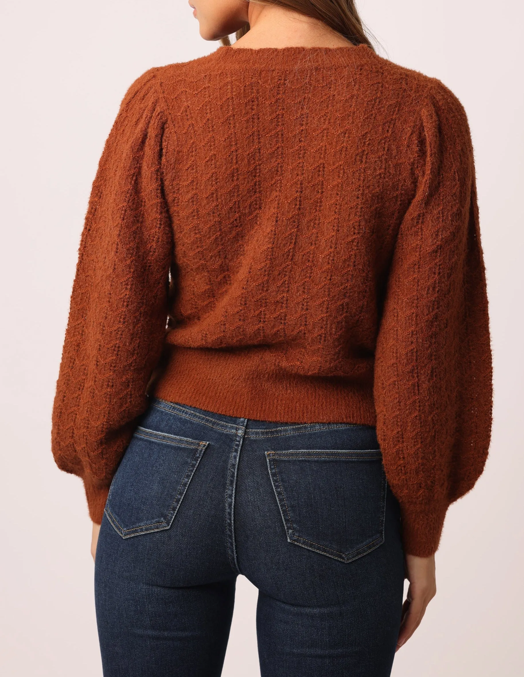 JAYDEN CARDIGAN GINGERBREAD POINTELLE