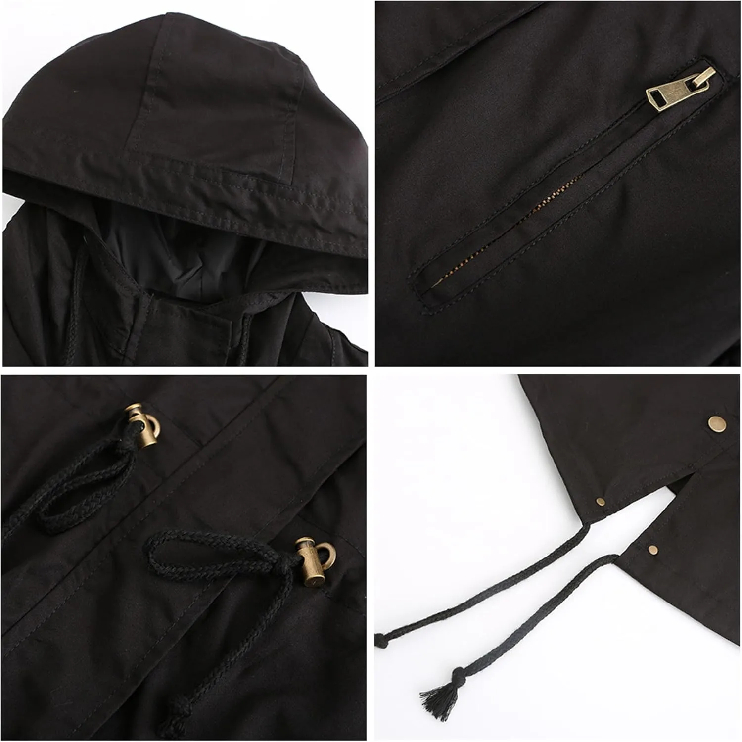 JEsilunmaMY Women's Lightweight Military Anorak Jackets Safari Hoodie Utility Drawstring Coat Windproof Windbreaker Raincoats