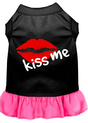 Kiss Me Screen Print Dress Black With Bright Pink Xxl