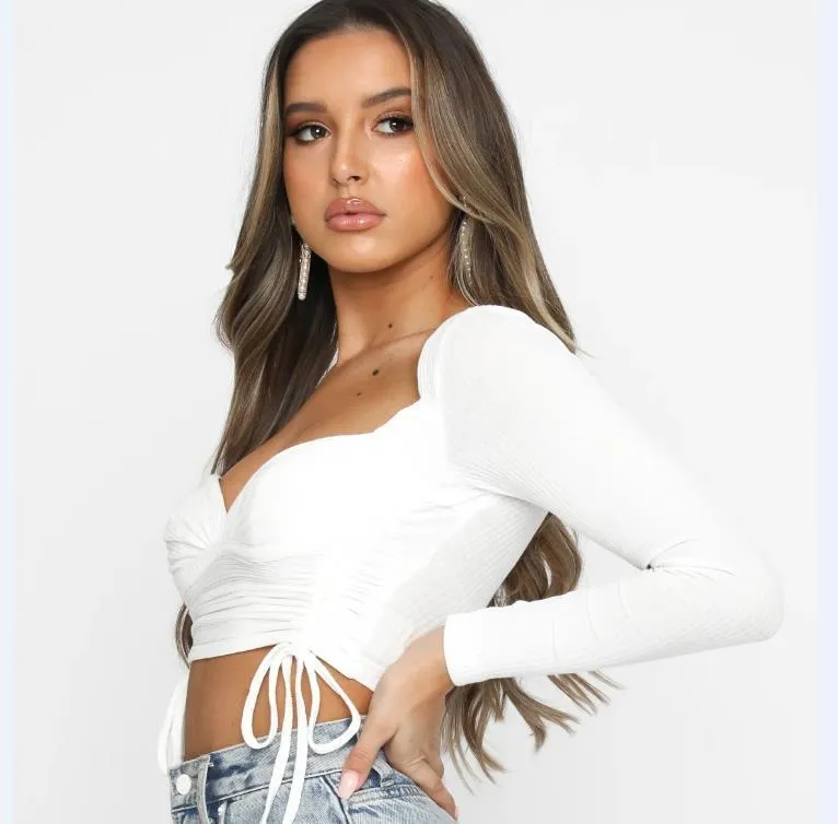 Long Sleeve Threaded Low Chest Bottoming Shirt