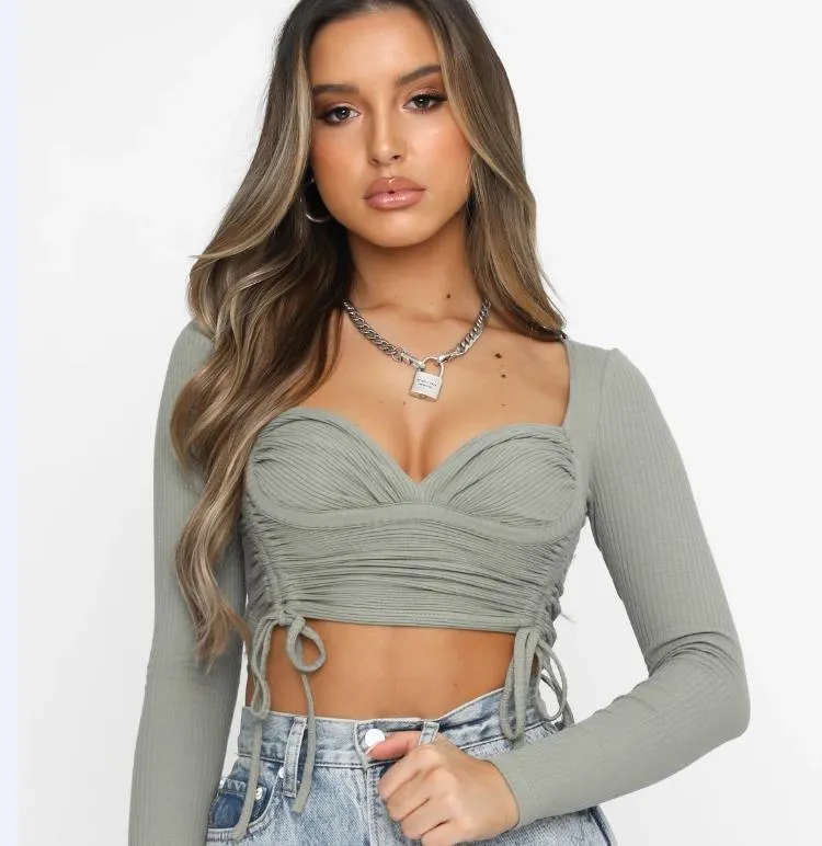Long Sleeve Threaded Low Chest Bottoming Shirt