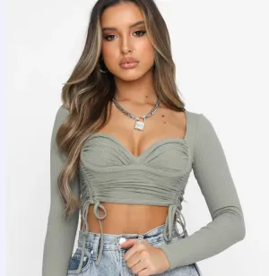 Long Sleeve Threaded Low Chest Bottoming Shirt