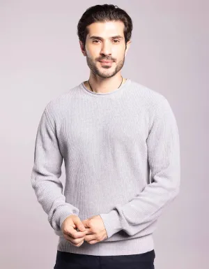 Lt Grey Round Neck Pullover Sweater