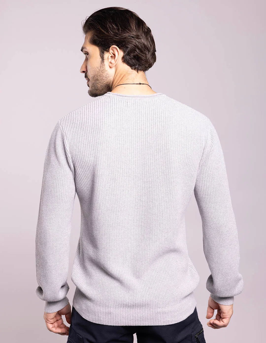 Lt Grey Round Neck Pullover Sweater
