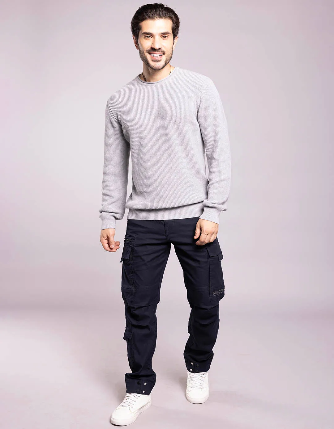 Lt Grey Round Neck Pullover Sweater