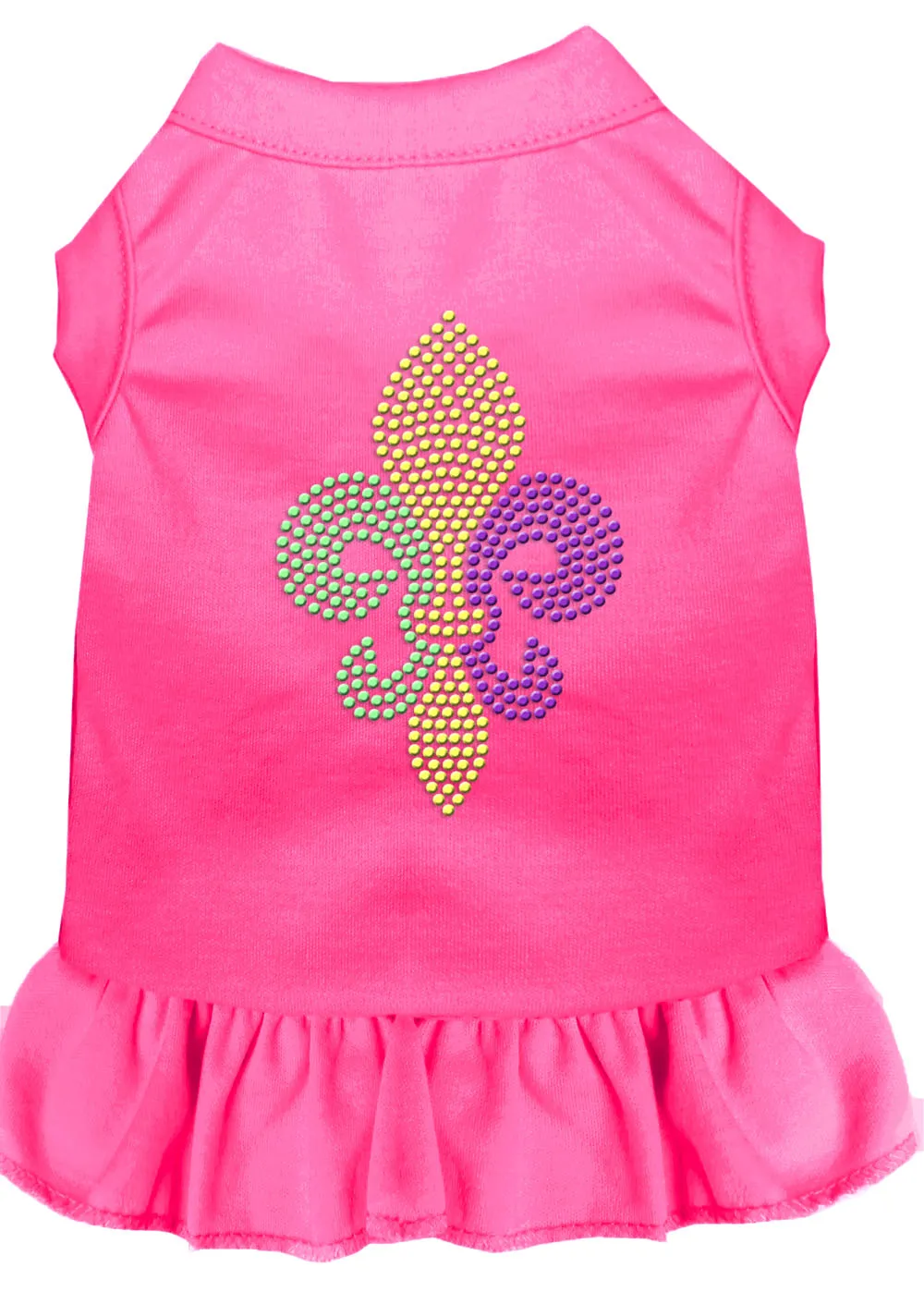 Mardi Gras Fleur De Lis Rhinestone Dress Bright Pink Xxxl