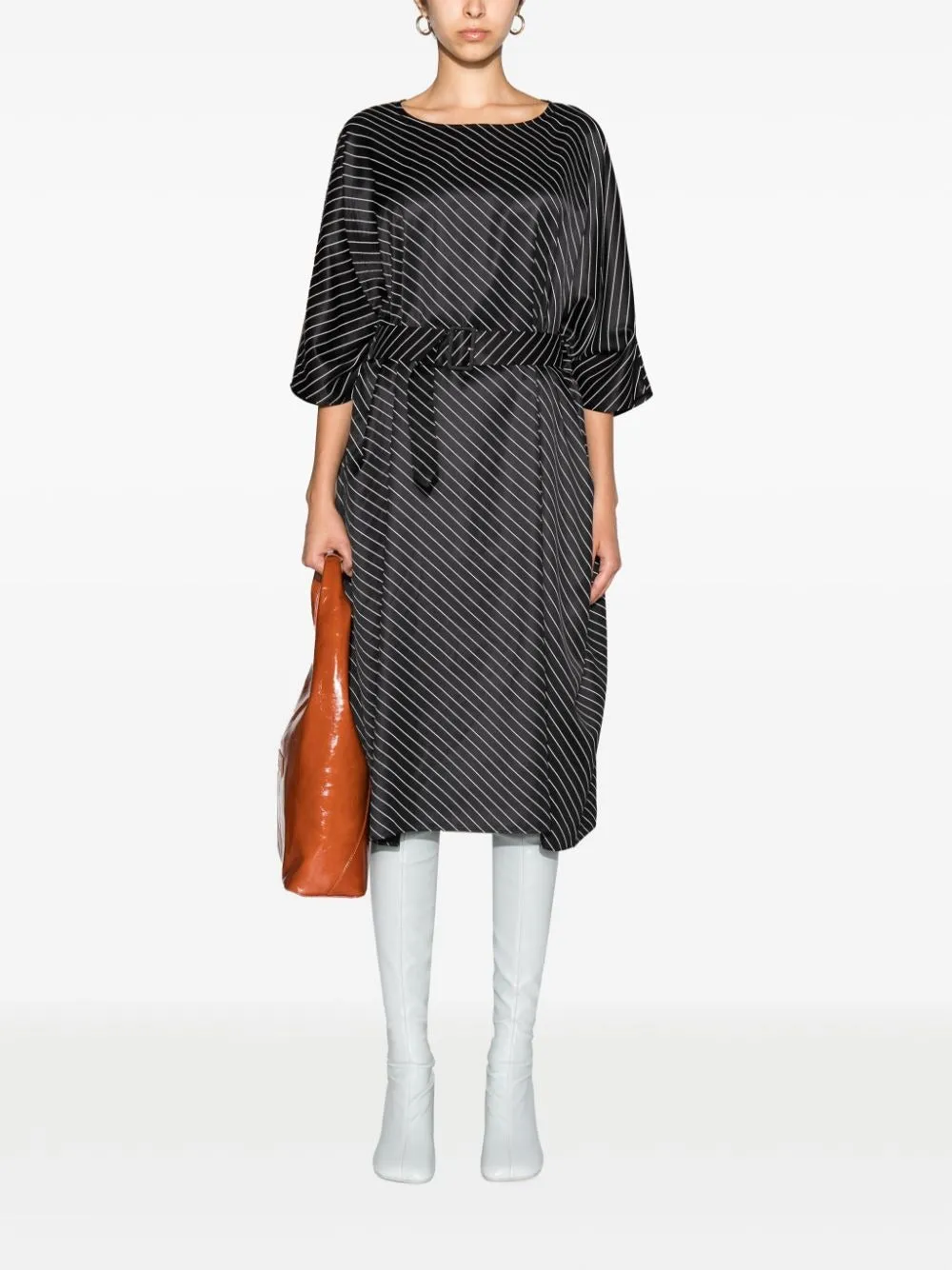 MM6 VERTICAL-STRIPE DRESS