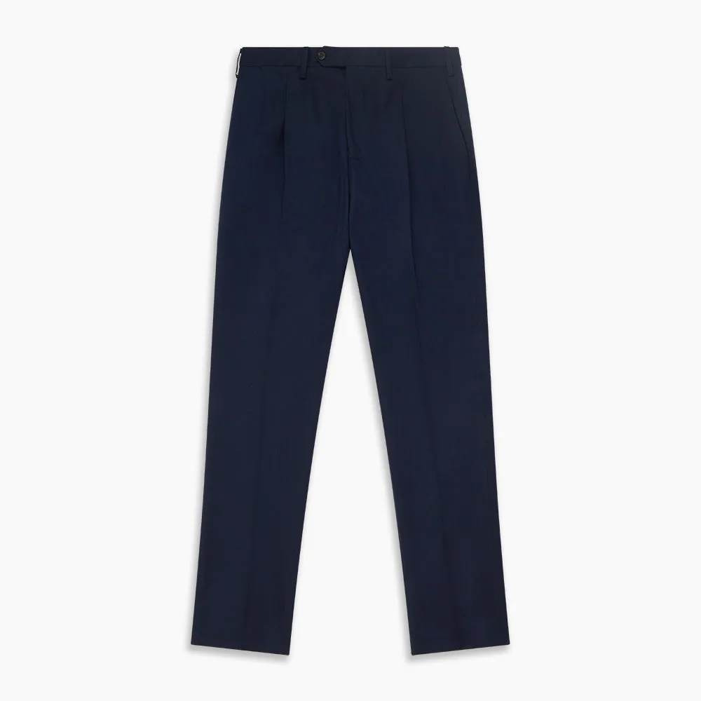 Navy Front Pleated Gerry Trouser