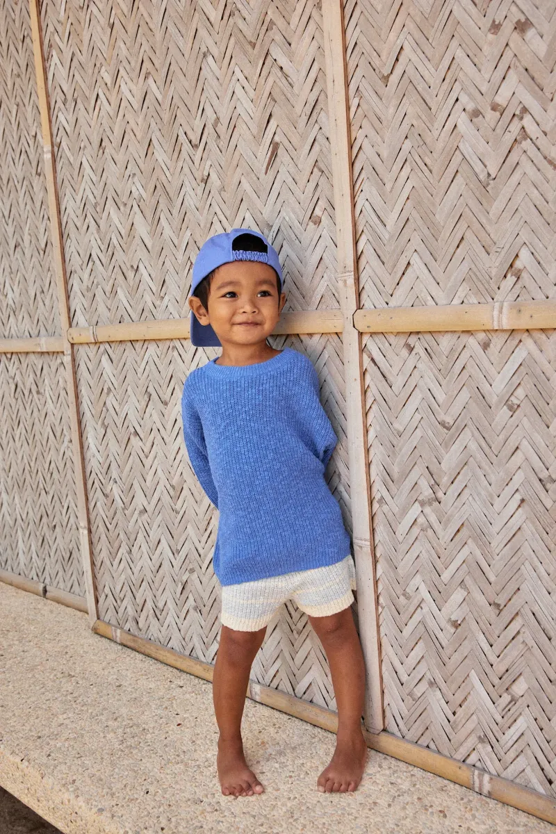 Organic Textured Rib Sweater - Marine