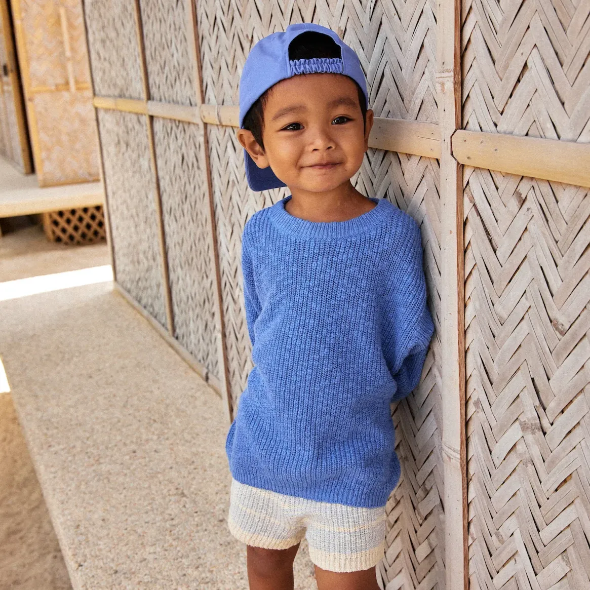 Organic Textured Rib Sweater - Marine