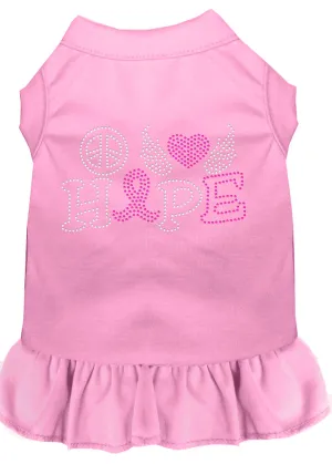 Peace Love Hope Breast Cancer Rhinestone Pet Dress Light Pink Xxxl