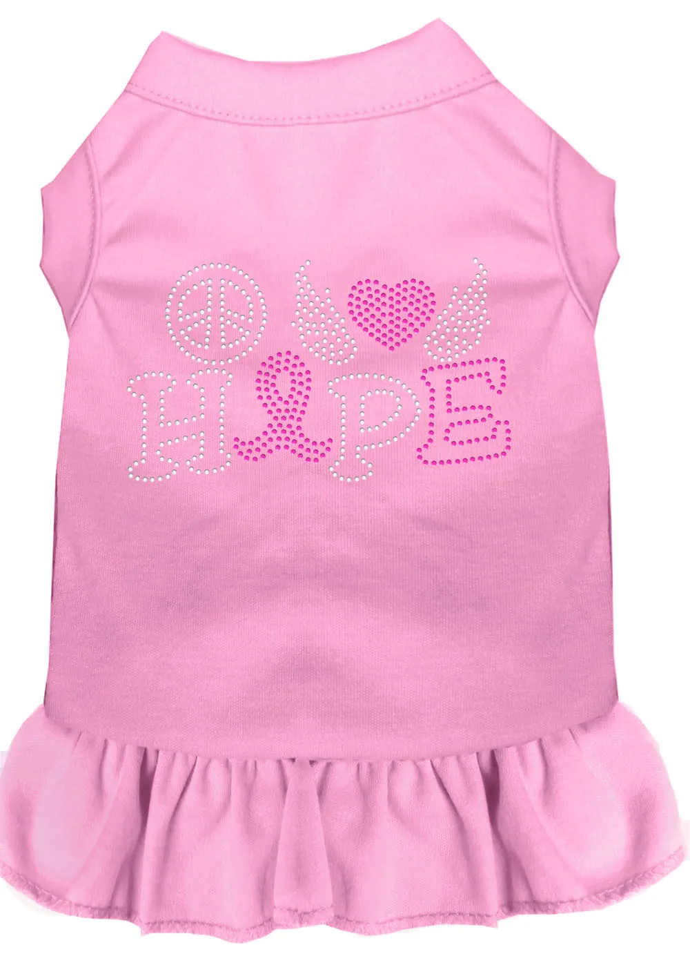Peace Love Hope Breast Cancer Rhinestone Pet Dress Light Pink Xxxl